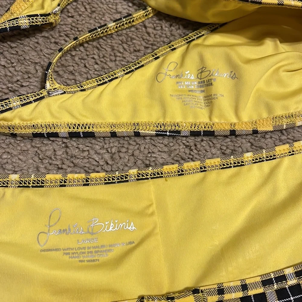 NWT Frankie’s 2pc yellow plaid Clueless Alana bikini Swimsuit set M/L